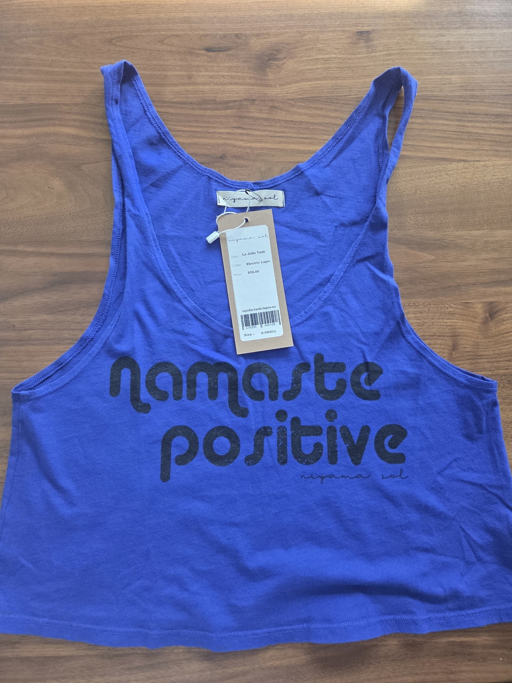 Namaste Positive Niyama Sol Organic Cotton La Jolla Tank Top Electric Indigo XS - Picture 5 of 8